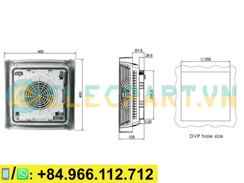 Quạt tản nhiệt LEIPOLE F2E225-230-DVP, 230VAC, 400x400x135mm