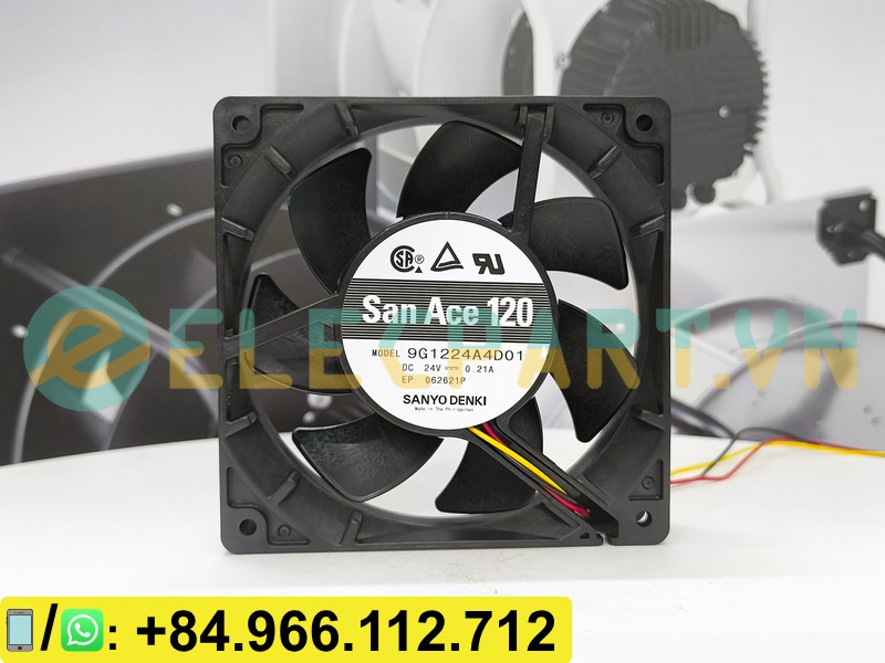 Quạt tản nhiệt SANYO DENKI 9G1224A4D01, 24VDC, 120x120x25mm