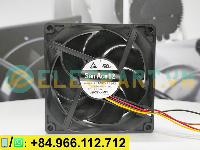 Quạt tản nhiệt SANYO DENKI 9GA0924P4J03, 24VDC, 92x92x25mm