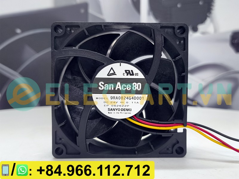 Quạt tản nhiệt SANYO DENKI 9RA0824G4D001, 24VDC, 80x80x25mm