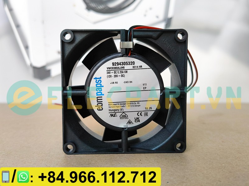 Quạt tản nhiệt EBMPAPST 8314HR, 24VDC, 80x80x32mm