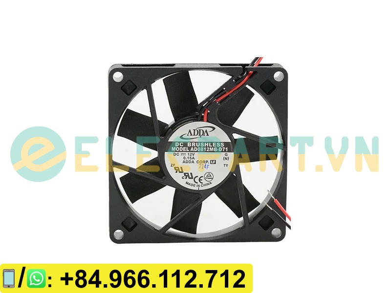 Quạt tản nhiệt ADDA AD0812MB-D71, 12VDC, 80x80x15mm