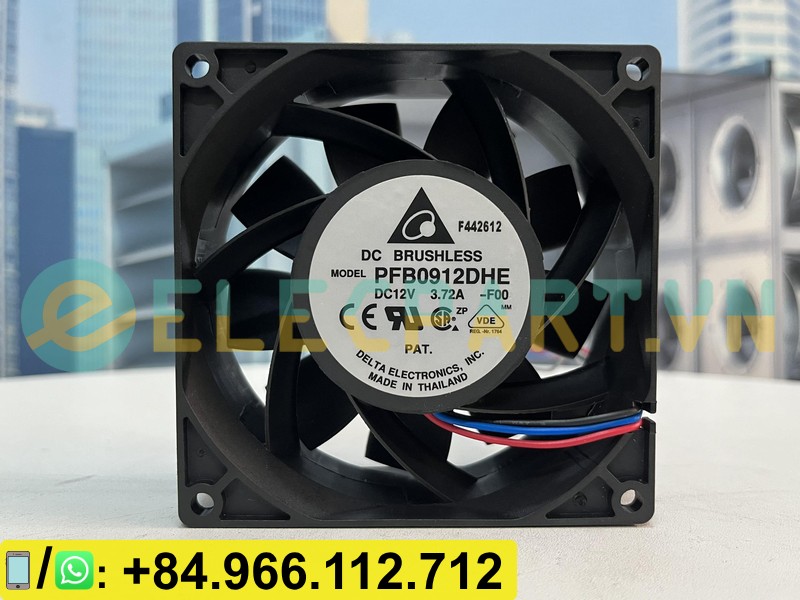 Quạt tản nhiệt DELTA PFB0912DHE, 12VDC, 92x92x38mm