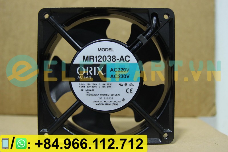 Quạt tản nhiệt ORIX MR12038-AC, 230AC, 120x120x38mm