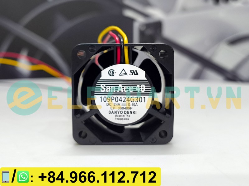 Quạt tản nhiệt SANYO DENKI 109P0424G301, 24VDC, 40x40x28mm