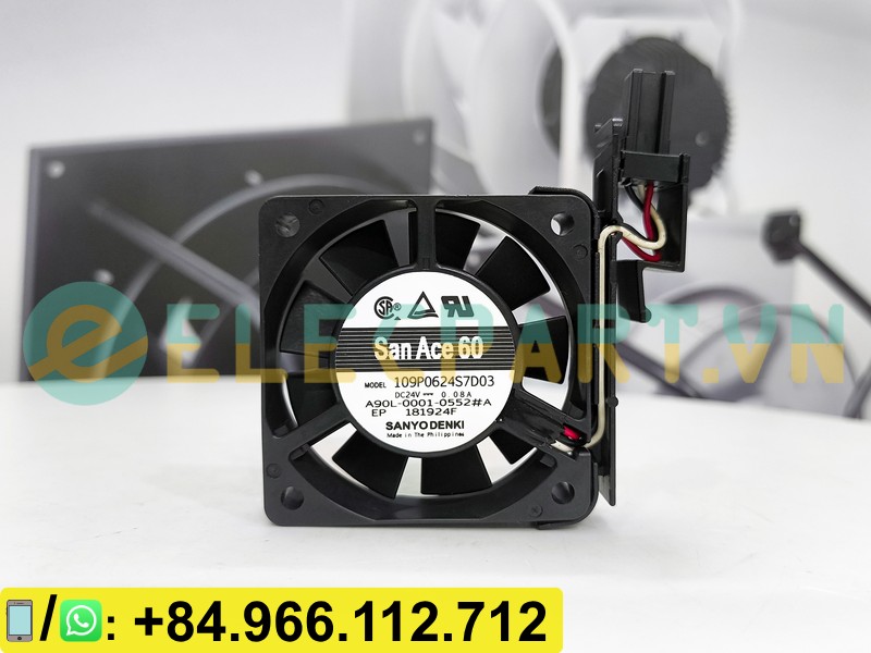 Quạt tản nhiệt SANYO DENKI 109P0624S7D03, 24VDC, 60x60x15mm