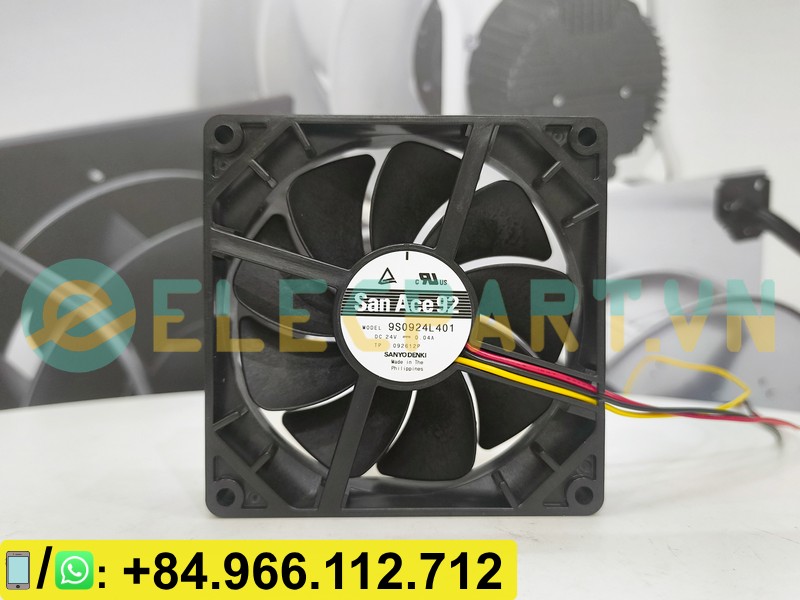 Quạt tản nhiệt SANYO DENKI 9S0924L401, 24VDC, 92x92x25mm