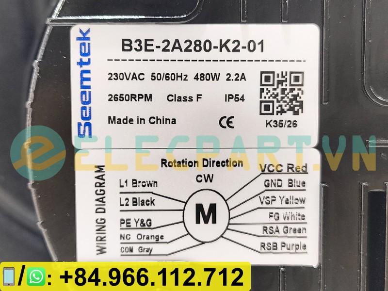 Quạt SEEMTEK B3E-2A280-K2-01, 230VAC, 280mm cho FFU